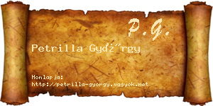Petrilla György névjegykártya